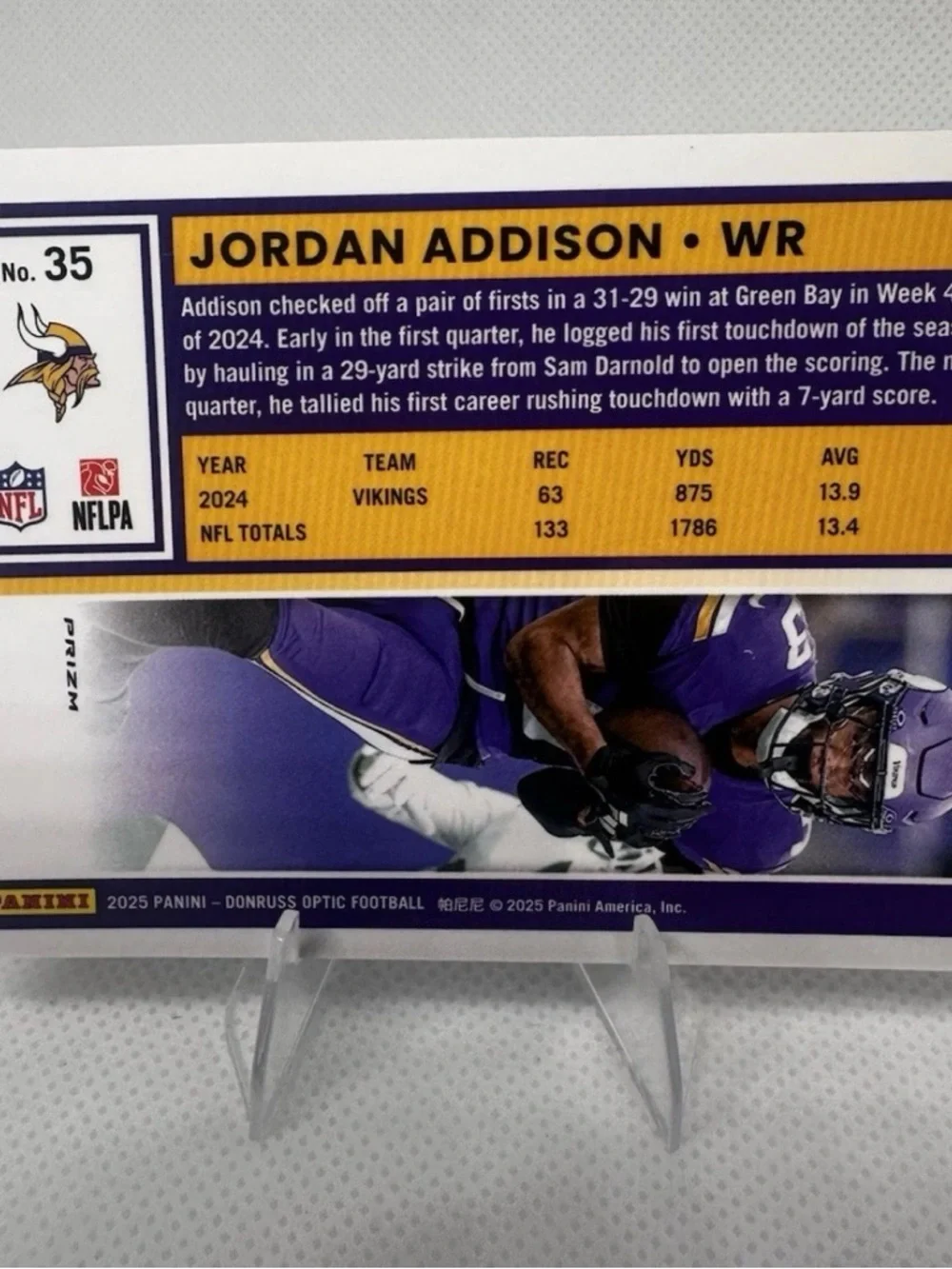 ❗️2025 Donruss Optic Jordan Addison #35 💯 Emoji SSP Minnesota Vikings CASE HIT - Picture 2 of 2
